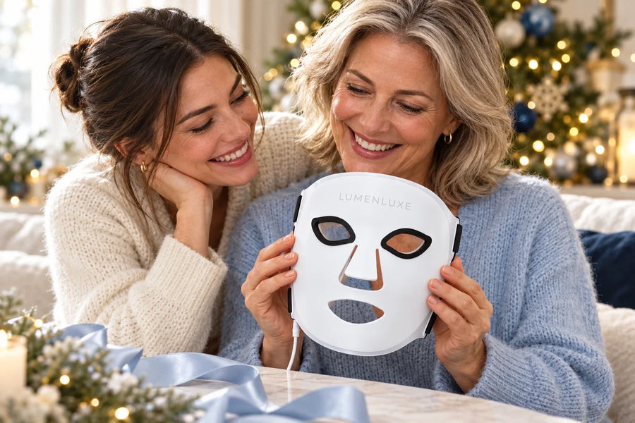 Darček pre mamu na Vianoce – dcéra a mama s LumenLuxe LED maskou